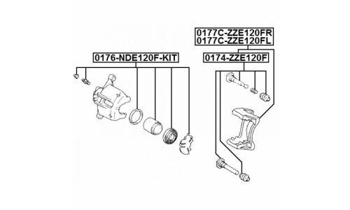 Ремкомплект направляющей тормозного суппорта Febest, передний, арт. 0174-ZZE120F