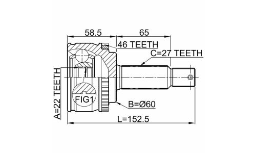 ШРУС Febest, передний, внешний, арт. 2210-CDA46