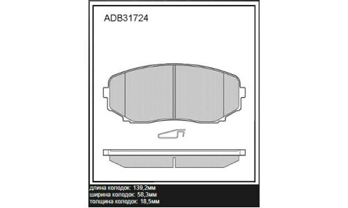 Колодки тормозные дисковые Allied Nippon, передние, комплект на ось (4 шт), арт. ADB31724