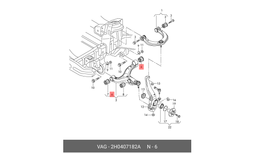 Сайлентблок рычага подвески | перед лев VAG, арт. 2H0 407 182 A