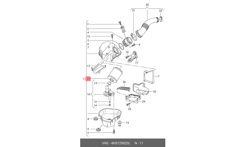Фильтр воздушный ( 4H0129620D ) VAG, арт. 4H0 129 620 L