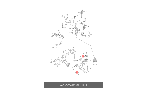 Сайлентблок переднего рычага VAG, арт. 5C0 407 183 A