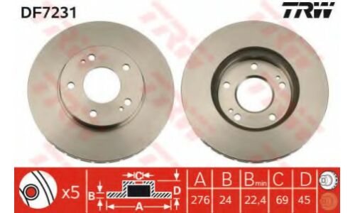 Диск тормозной TRW, арт. DF7231