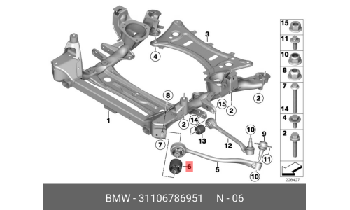 Сайлентблок BMW, передний, арт. 31 10 6 786 951
