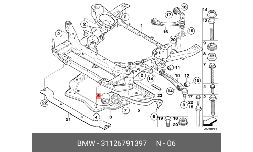 Сайлентблок переднего поперечного рычага BMW, для X5 (E70) / X6 (E71 / E72), арт. 31 12 6 791 397