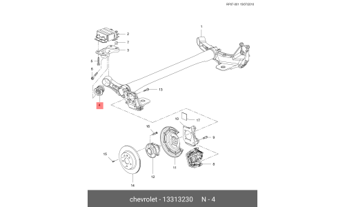 Сайлентблок задней балки GM, арт. 13313230