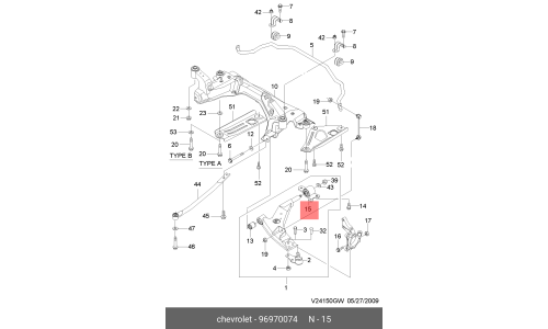Сайлентблок переднего рычага GM, арт. 96970074