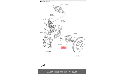 Ступица колеса MAZDA, передняя, левая, арт. KD35-33-04XC