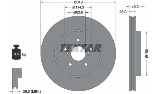 Диск тормозной Textar с покрытием Pro, арт. 92171503