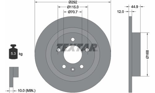 Диск тормозной с покрытием PRO | зад прав/лев Textar, арт. 92205703