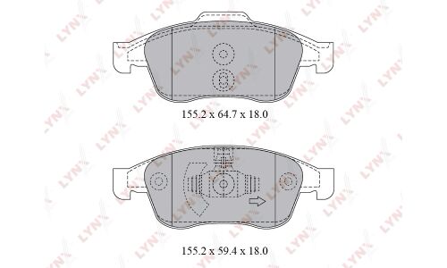 Колодки тормозные дисковые LYNXauto передние, комплект на ось (4 шт), арт. BD-6317