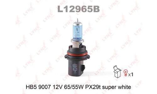 Лампа галогенная LYNXAuto Super White HB5(9007) (PX29t, T17), 12В, 65/55Вт, 4200К, 1 шт, арт. L12965B