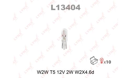 Лампа LYNXauto W2W (W2x4.6d, T5), 12В, 2Вт, 1 шт, арт. L13404