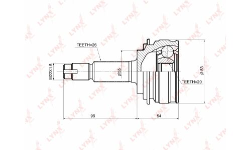 ШРУС LYNXauto, внешний, арт. CO-3683