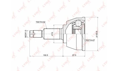 ШРУС LYNXauto, внешний, арт. CO-3677
