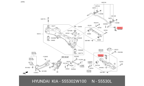 Стойка стабилизатора (линк) Hyundai/Kia, задняя, левая, арт. 55530-2W100