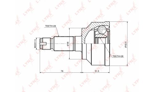 ШРУС LYNXauto, передний, наружный, арт. CO-3693
