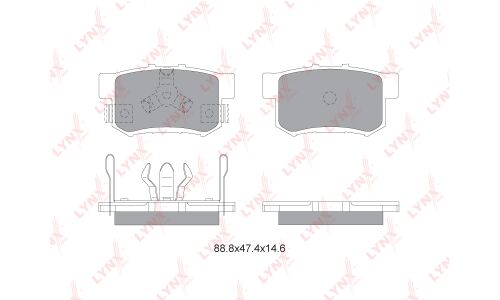 Колодки тормозные дисковые LYNXauto задние, комплект на ось (4 шт), арт. BD-3434
