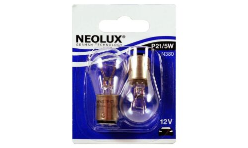 Лампа Neolux P21/5W (BAY15d, S25), 12В, 21/5Вт, комплект 2 шт, арт. N380-02B