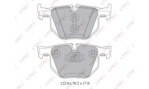 Колодки тормозные дисковые LYNXauto задние, комплект на ось (4 шт), арт. BD-1428