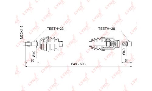 Привод в сборе | перед лев LYNXauto, арт. CD-6703