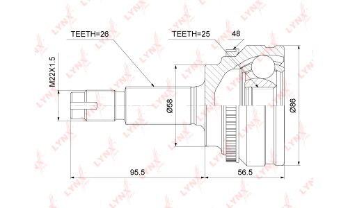 ШРУС LYNXauto, внешний, арт. CO-3753A