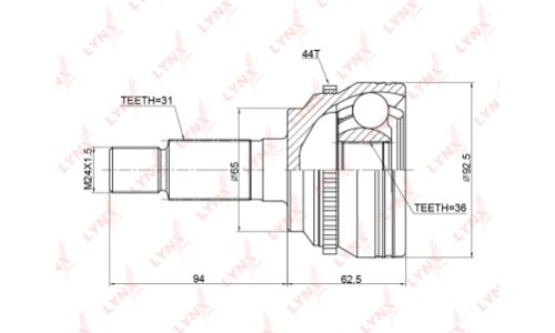 ШРУС LYNXauto, внешний, арт. CO-3770A