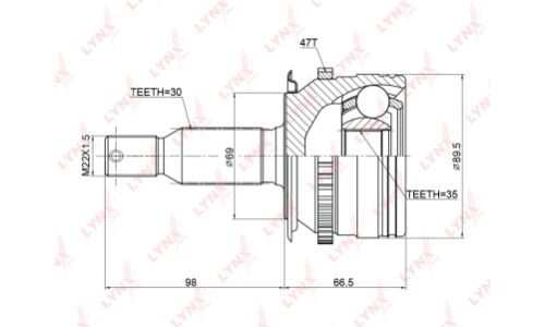ШРУС LYNXauto, внешний, арт. CO-3774A