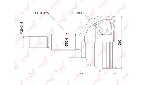 ШРУС LYNXauto, внешний, арт. CO-3845
