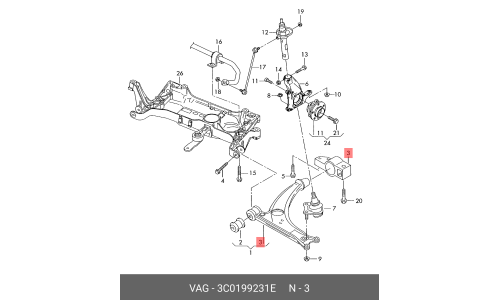 Сайлентблок переднего рычага VAG, арт. 3C0 199 231 E