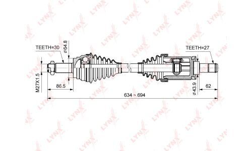 Привод в сборе LYNXauto, передний, левый, арт. CD-1423