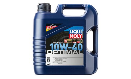 Масло моторное Liqui Moly Optimal 10w40 полусинтетическое, API SL/CF, ACEA A3/B3, для бензинового двигателя, 4л, арт. 3930