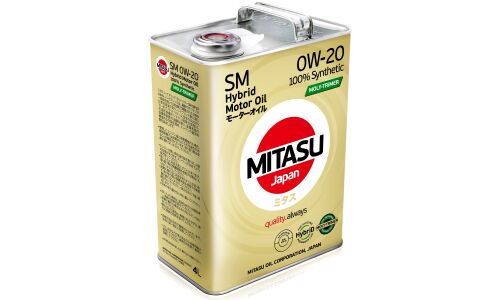 Масло моторное Mitasu Hybrid Moly-Trimer 0w20, синтетическое, API SM, ACEA A1/B1, для бензинового двигателя, 4л, арт. MJ-M02/4