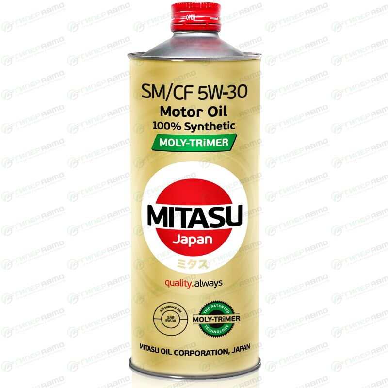 Масло моторное Mitasu Moly-Trimer 5w30, синтетическое, API SM/CF, ILSAC ...