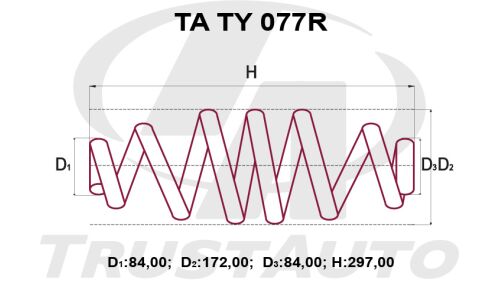 Пружина подвески TrustAuto усиленная, задняя, арт. TA TY 077R
