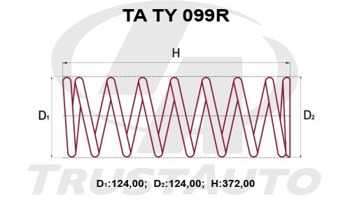 Пружина подвески TrustAuto усиленная, задняя, арт. TA TY 099R