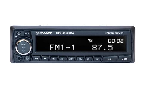 Автомагнитола SWAT MEX-3007UBW, 1 DIN, USB/AUX/microSD, 4х50Вт, белая подсветка