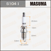 Свеча зажигания Masuma Iridium с иридиевым электродом, арт. S104I