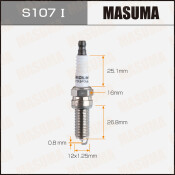 Свеча зажигания Masuma Iridium с иридиевым электродом, арт. S107I