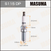 Свеча зажигания Masuma Double Platinum с платиновым электродом, арт. S115DP
