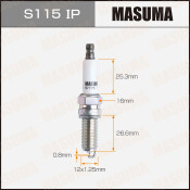 Свеча зажигания Masuma Iridium+Platinum с иридиевым/платиновым электродом, арт. S115IP