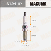Свеча зажигания Masuma Iridium+Platinum с иридиевым/платиновым электродом, арт. S124IP