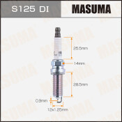 Свеча зажигания Masuma Double Iridium с иридиевым электродом, арт. S125DI