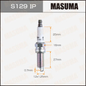 Свеча зажигания Masuma Iridium+Platinum с иридиевым/платиновым электродом, арт. S129IP