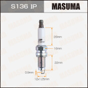 Свеча зажигания Masuma Iridium+Platinum с иридиевым/платиновым электродом, арт. S136IP