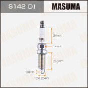 Свеча зажигания Masuma Double Iridium с иридиевым электродом, арт. S142DI