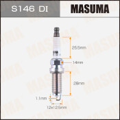 Свеча зажигания Masuma Double Iridium с иридиевым электродом, арт. S146DI