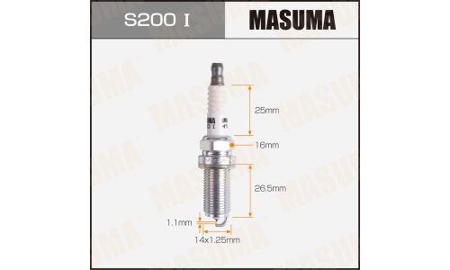 Свеча зажигания Masuma Iridium IKH16 с иридиевым электродом, арт. S200I