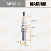 Свеча зажигания Masuma Iridium+Platinum SC16HR11 / ILKAR7B11 с иридиевым электродом, арт. S502IP