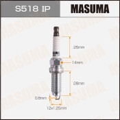 Свеча зажигания Masuma Iridium+Platinum ILZKAR8J8SY / ILZKAR8H8S с иридиевым электродом, арт. S518IP